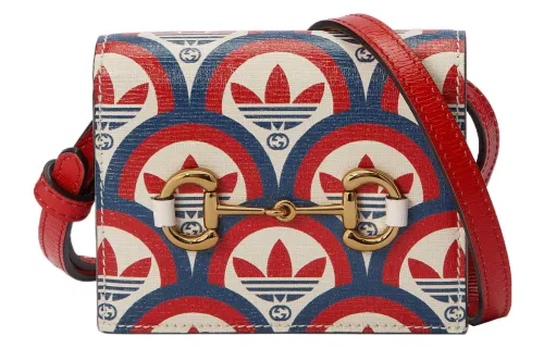 GUCCI Adidas Originals Collaboration Leather Crossbody Bags Women's Red & Dark Blue