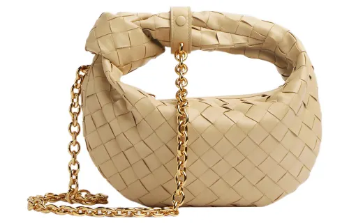 Bottega Veneta Jodie Lambskin With Leather One Shoulder Handbag Mini Women's Light Umber