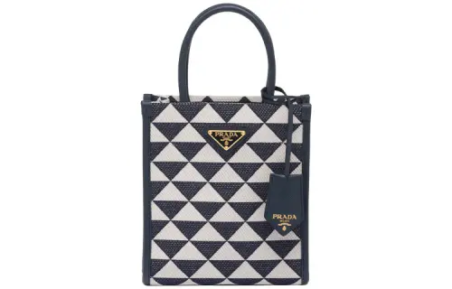 PRADA Fabric One Shoulder Handbag, Crossbody Bag Regular Women's Baltic Sea Blue/Pink Mist White