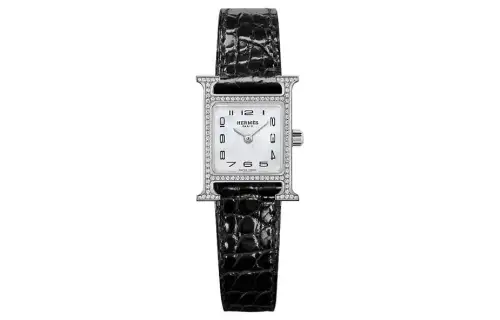 HERMES Heure H Wrist Watches Quartz Movement Genuine Leather Strap Mother of Pearl Color Watch Dial Women's Watch