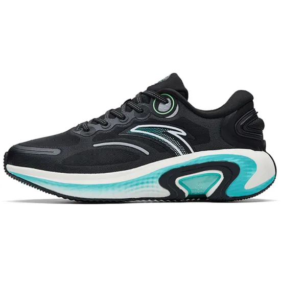 ANTA Running Shoes Men Low-Top Black/Fluorescent Aqua Green