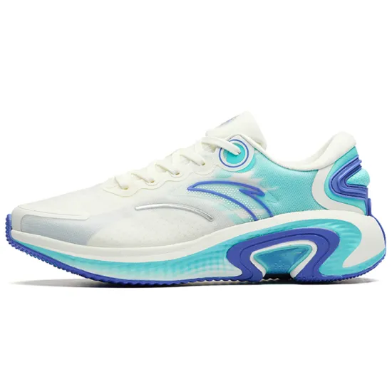 ANTA Running Shoes Men Low-Top Ivory White/Pool Blue