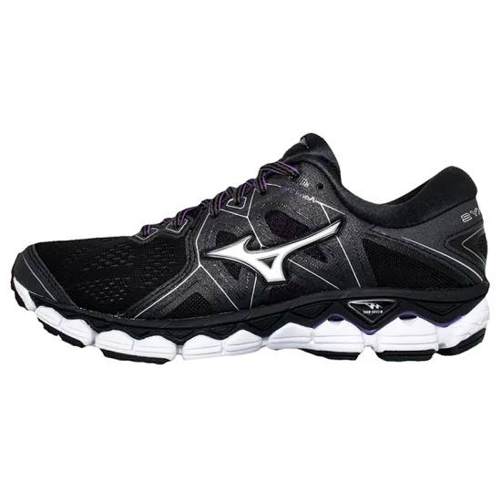Mizuno Wave Sky 2 Cozy Wear-resistant Black White Women's