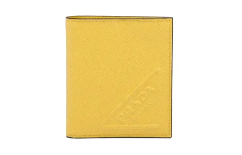 PRADA Leather Wallet Men's Sunlight Yellow