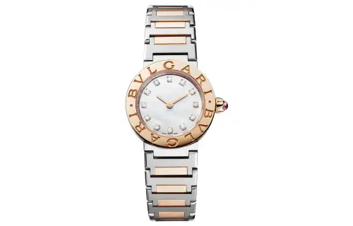 BVLGARI Wrist Watches Quartz Movement Stainless Steel Karat Gold Strap 23mm White Dial Women's Watch