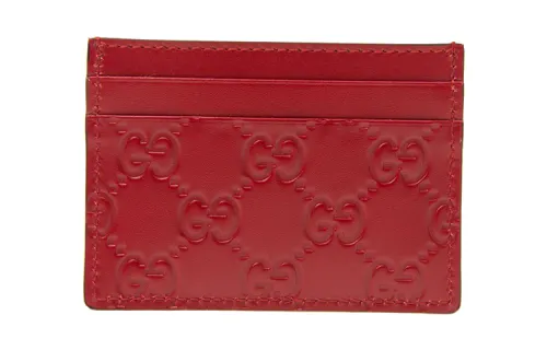 GUCCI Calfskin Card Holder Card Holder Women's Red