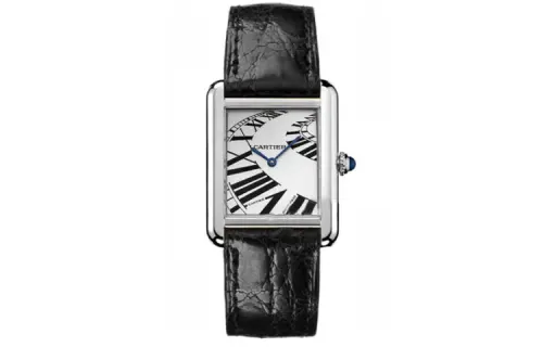 CARTIER TANK DE Quartz Movement Women's Watch 31*24mm White Dial Stainless Steel Case Crocodile Leather Strap