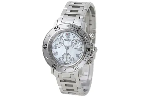 HERMES Clipper Collection Wrist Watches Quartz Movement Stainless Steel Strap 33mm White Dial Women's Watch