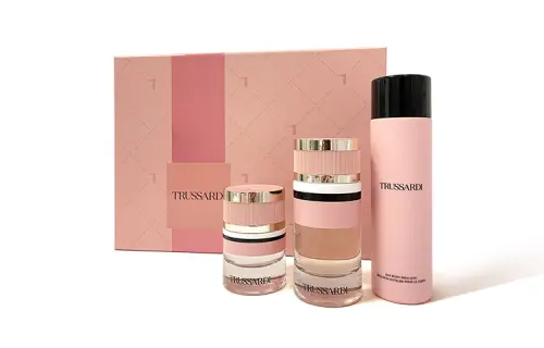 Perfumed gift box, perfume, body milk, spray, 90 ml, 200 ml, 30 ml