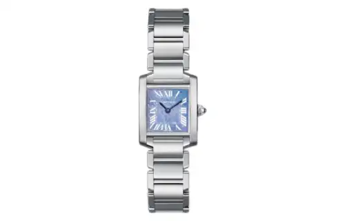 CARTIER TANK DE Quartz Movement 30m Waterproof Women's Watch 25.35mm 25.35*20.3mm Blue Dial
