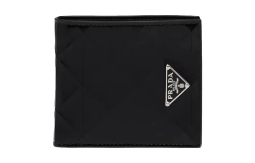PRADA Saffiano Shiny Leather Wallet Men's Black