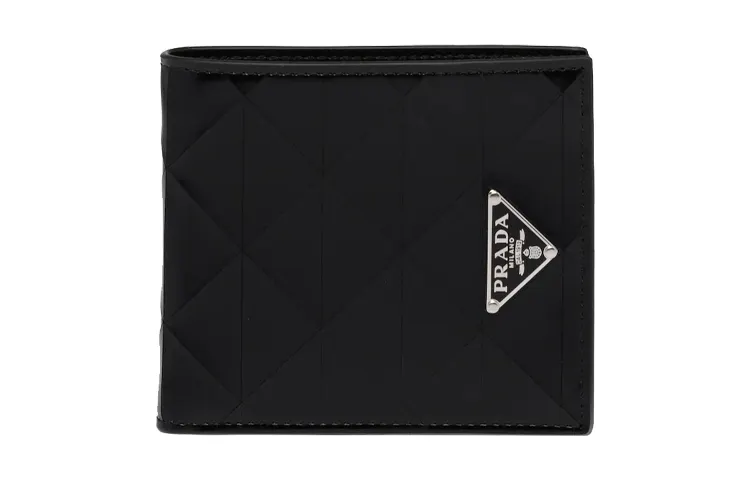 PRADA Saffiano Shiny Leather Wallet Men's Black
