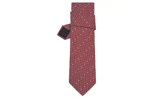 HERMES Ties Men's Red/Sky Blue/Marine Blue