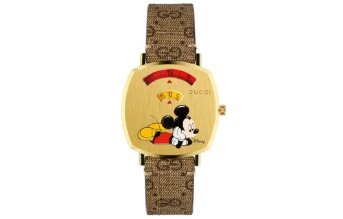 GUCCI Wrist Watches Quartz Movement Canvas Strap 35mm Gold Dial Unisex 30m Water Resistant