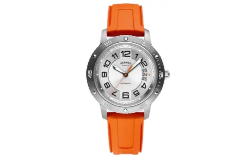 HERMES CLIPPER SPORT Wrist Watches Automatic Mechanical Movement Rubber Strap 41mm White Dial Men's Watches