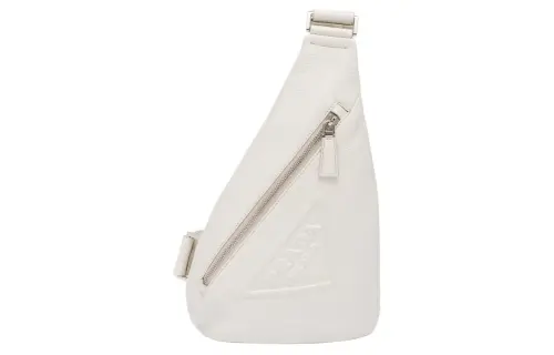 PRADA Leather Sling Bag Men's Chalk White