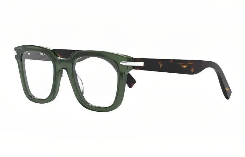 DIOR Green Square Glasses With Havana Frame
