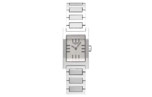 HERMES TANDEM Wrist Watches Quartz Movement Stainless Steel Strap White Dial Women's Watch 30m Water Resistant