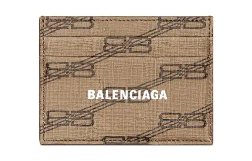 Balenciaga Coated Canvas Card Holder Card Holder Women's Beige/Brown