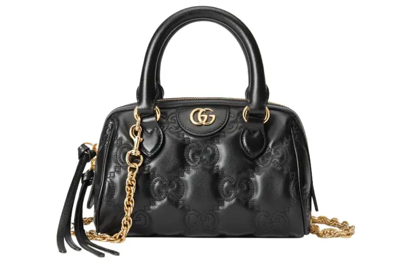 GUCCI GG Matelassé Leather Controller Boston Bag Shoulder Bag, Handbag Mini Women's Black