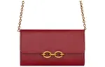 SAINT LAURENT LE MAILLON Leather Small Square Bag, Handbag, Shoulder Bag, Crossbody Bag Women's Red