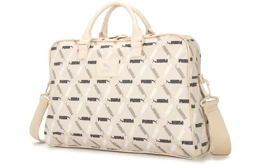 PUMA Artificial Leather With Textile Shoulder Bag, Handbag Regular Women's Beige