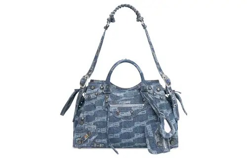 Balenciaga Bleached Denim One Shoulder Handbag Regular Women's Blue