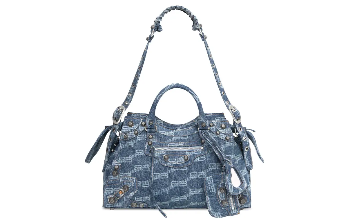 Balenciaga Bleached Denim One Shoulder Handbag Regular Women's Blue