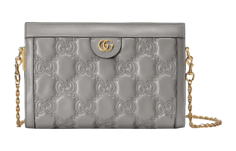 GUCCI GG Matelassé Leather Chain Bag Shoulder Bag Shoulder Bag, Handbag Women's Gray