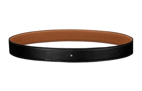HERMES Togo Calfskin Leather Belts Men's Width 3.2cm