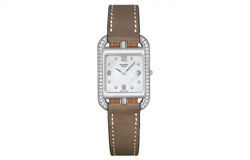 HERMES Wrist Watches Quartz Movement Leather Strap White Dial Women's Watch 30m Water Resistant