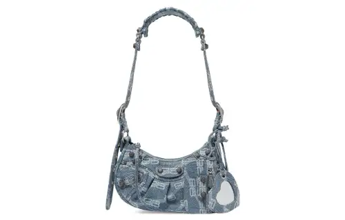 Balenciaga Le Cagole Shoulder Bag Xs Bb Monogram Blue/Bleached Denim