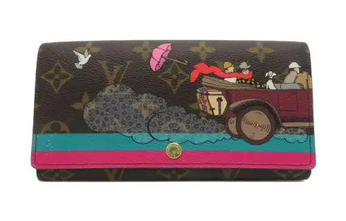 LOUIS VUITTON Sarah Long Canvas, Cow Leather Wallet Regular Women's Brown