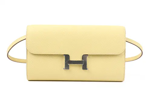 HERMES Epsom Leather Wallet, Shoulder Bag, Crossbody Bag Women's 1Z Jaune Poussin Chick Yellow