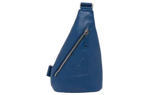 PRADA Leather Waist Bag Chest Bag Men's Dark Blue