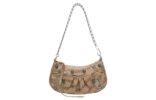 Balenciaga Le Cagole Mini Bag With Chain Bb Monogram Beige/Brown