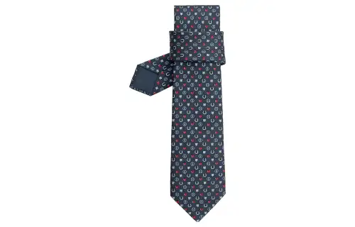 HERMES Ties Men's Marine Blue/Red/Sky Blue