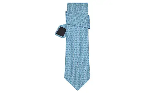 HERMES Ties Men's Sky Blue/White/Blue