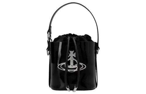 Vivienne Westwood Calfskin Bucket Bag, Shoulder Bag, Crossbody Bag, Handbag Small Women's Black