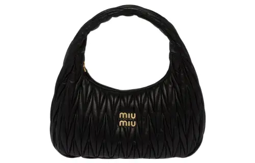 MIU MIU Matelassé Nappa Soft Leather Shoulder Bag, Handbag Regular Women's Black