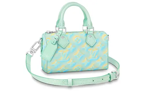 LOUIS VUITTON NANO SPEEDY Cow Leather Pillow Bag, Handbag, Shoulder Bag, Crossbody Bag Mini Women's Green