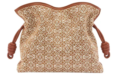 LOEWE Flamenco Clutch In Anagram Jacquard And Calfskin Tan/Pecan