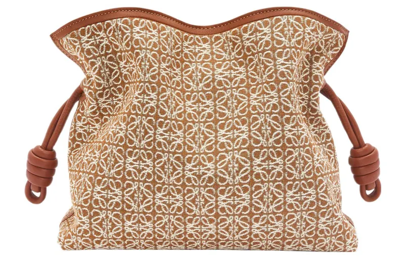 LOEWE Flamenco Clutch In Anagram Jacquard And Calfskin Tan/Pecan