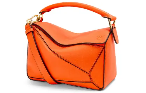 LOEWE Puzzle Classic Calfskin Geometric Bag, Puzzle Bag, Shoulder Bag, Crossbody Bag, Handbag Small Women's Orange