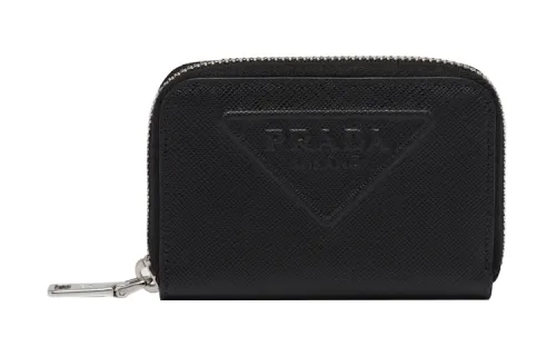 PRADA Saffiano Leather Coin Purse Men's Black
