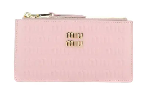 MIU MIU Leather Card Holder, Wallet Women's Pink