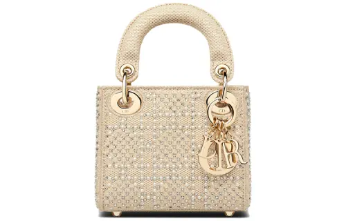 DIOR Lady Dior Canvas Handbag, Shoulder Bag, Crossbody Bag, Handbag Extra Mini Women's Beige