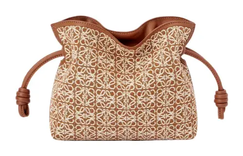 LOEWE Mini Flamenco Clutch In Anagram Jacquard And Calfskin Tan/Pecan