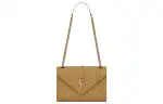 SAINT LAURENT ENVELOPE Calfskin Envelope Bag, Crossbody Bag, Shoulder Bag Women's Ginger Yellow