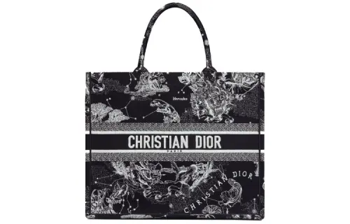 DIOR BookTote Embroidery Tote Bag, Shopping Bag, Shoulder Bag, Handbag Large Women's Black